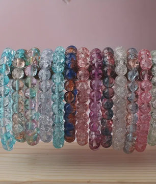 Set van 5, 6 of 10 Elastische Kristal Kralen Armbanden - Mix Kleuren