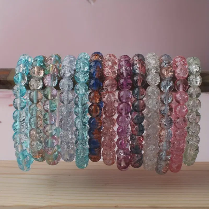 Set van 5, 6 of 10 Elastische Kristal Kralen Armbanden - Mix Kleuren