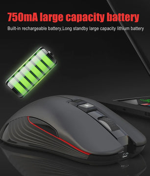 Draadloze Oplaadbare Muis 2.4G USB-C, 3600DPI, 7 Knoppen, Mute, voor PC & Macbook