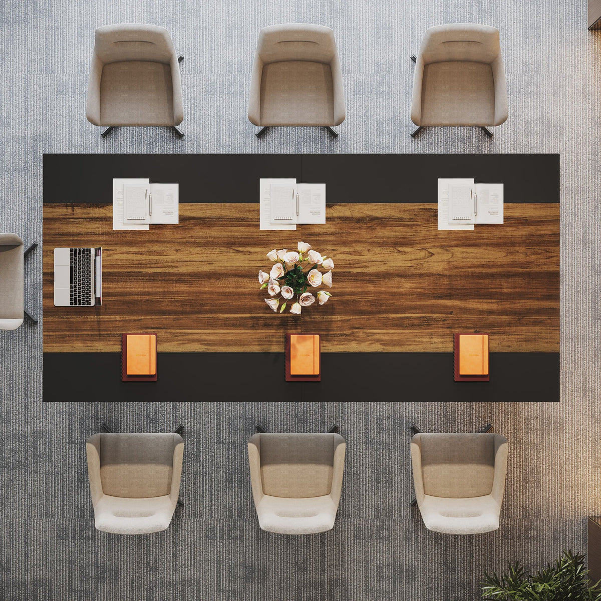 Grote Vergadertafel / Bureau 200cm met Stijlvol Geometrisch Metalen Frame - Ideaal voor Kantoor of Thuis