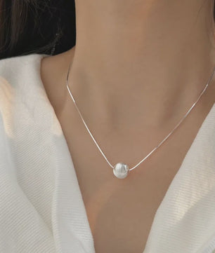 Eenvoudige 925 Sterling Zilveren Ketting met Kralen Hanger - Stijlvol Dames Sieraad
