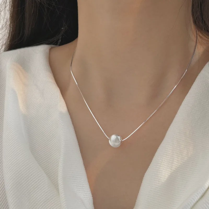 Eenvoudige 925 Sterling Zilveren Ketting met Kralen Hanger - Stijlvol Dames Sieraad