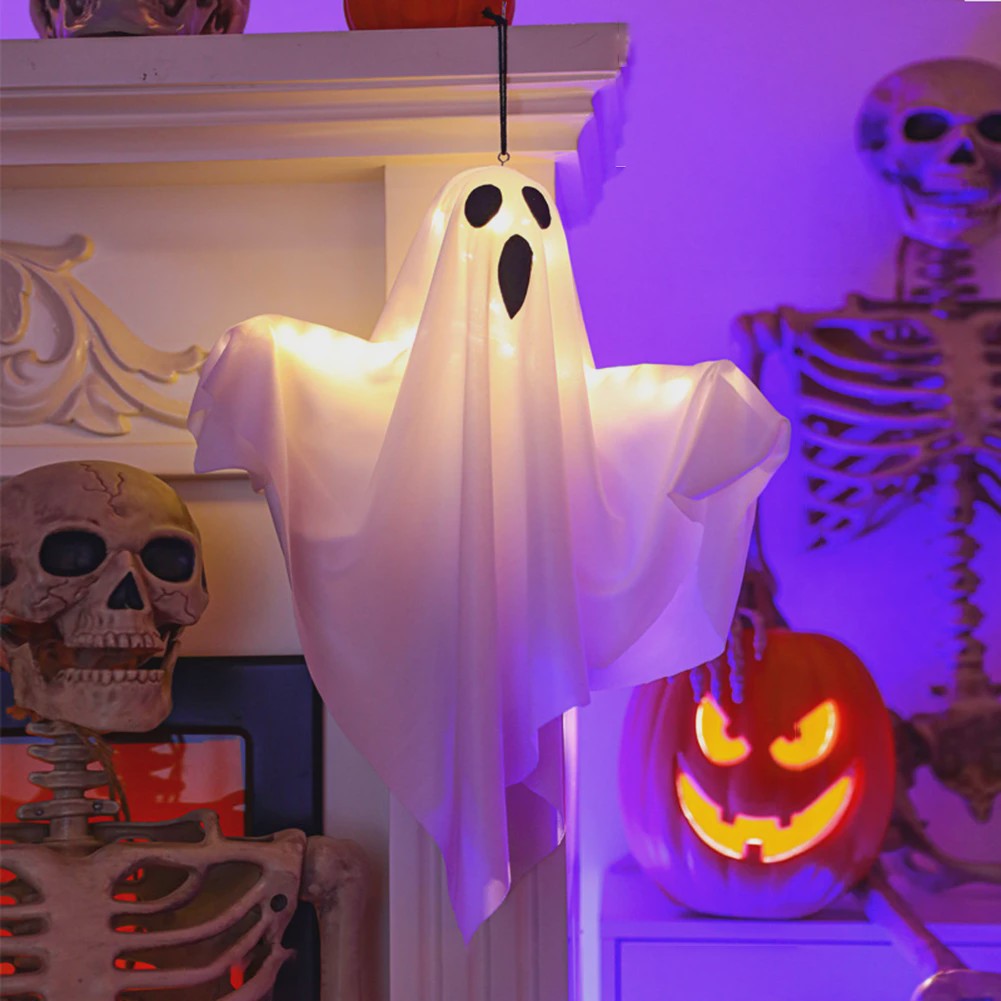 Halloween Hangende Spook met LED Verlichting - Spookachtige Decoratie voor Binnen en Buiten