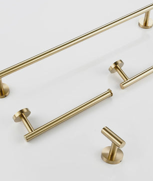 Luxe Badkamer Accessoires Set - Handdoekhouder, Toiletrolhouder & Kapstokhaak - Geborsteld Goud/Zwart