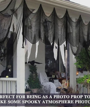 Zwarte Creepy Cloths voor Halloween Decoratie - 76x198cm Spookachtige Gaasdoeken