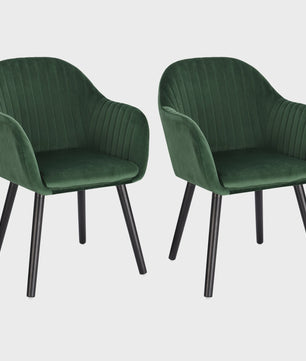 Set van 2 fluwelen eetkamerstoelen met armleuningen en rugleuning - Stijlvol en comfortabel