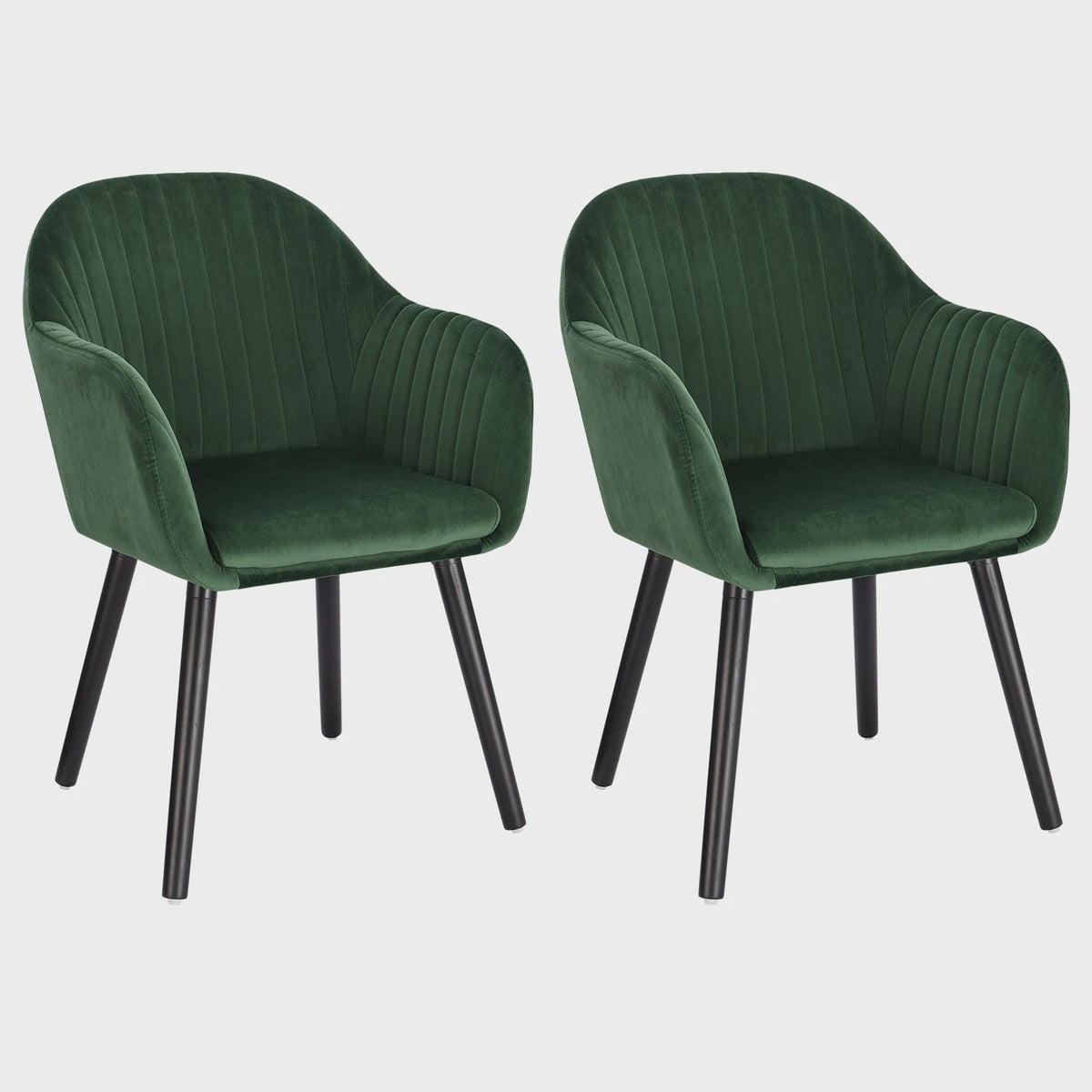 Set van 2 fluwelen eetkamerstoelen met armleuningen en rugleuning - Stijlvol en comfortabel