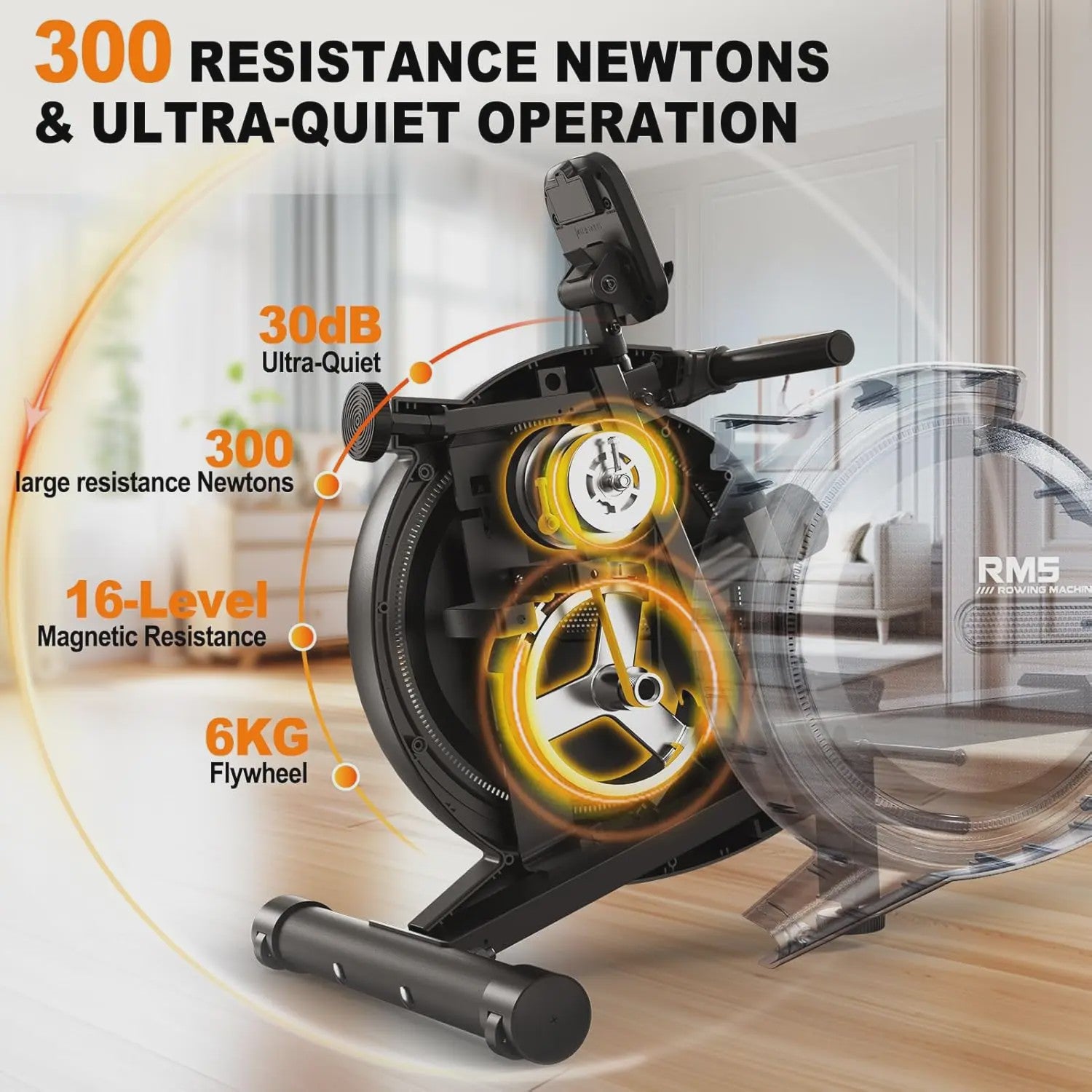 MettleMatic RM5 Magneet Roeitrainer met Bluetooth, 16 Weerstandsniveaus en 150kg Capaciteit