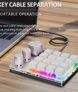 Compact Mechanisch Macro Toetsenbord met Draaiknop - 3 Modi (2.4G, Bluetooth, USB)