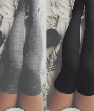 Dames Hoge Sokken Over de Knie - Zwart, Wit & Kleurrijk - Warm & Stijlvol