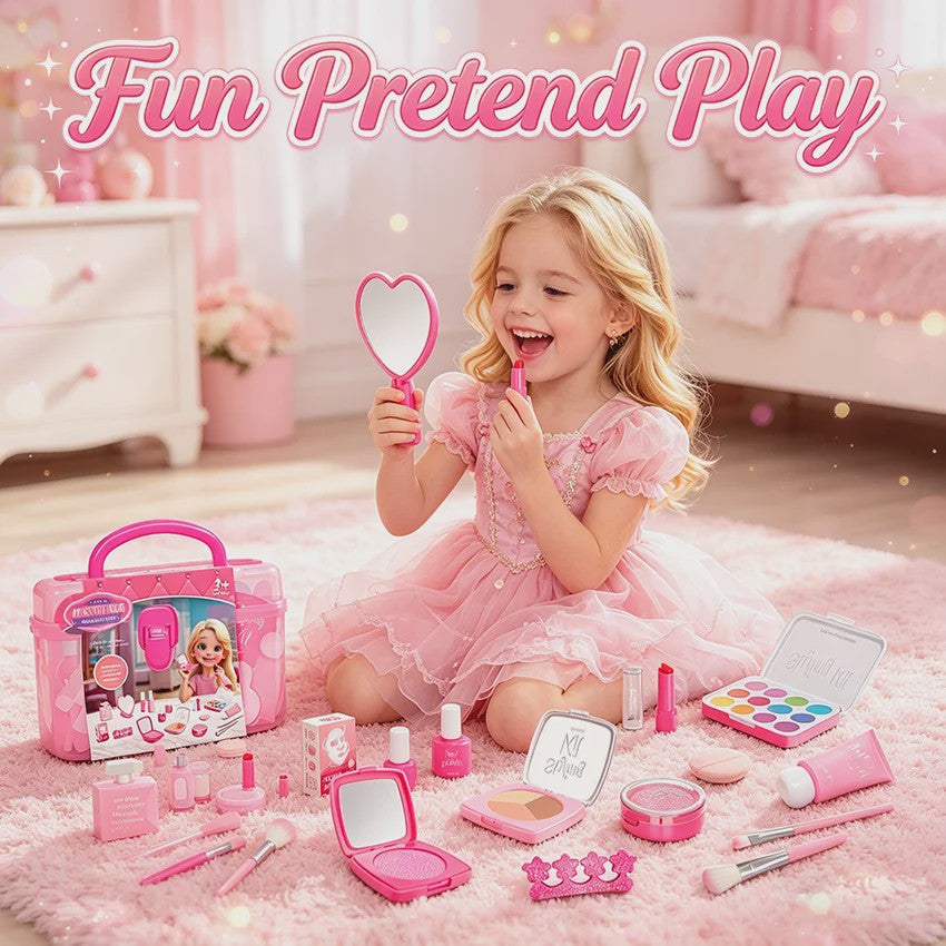 Prinsessen Speel Make-Up Set voor Kinderen - Faux Manicure, Lip Color & Eye Shadow Speelgoed