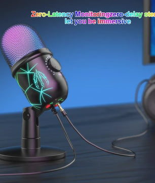 USB Condenser Microfoon met RGB Verlichting - Gaming, Streaming & Karaoke