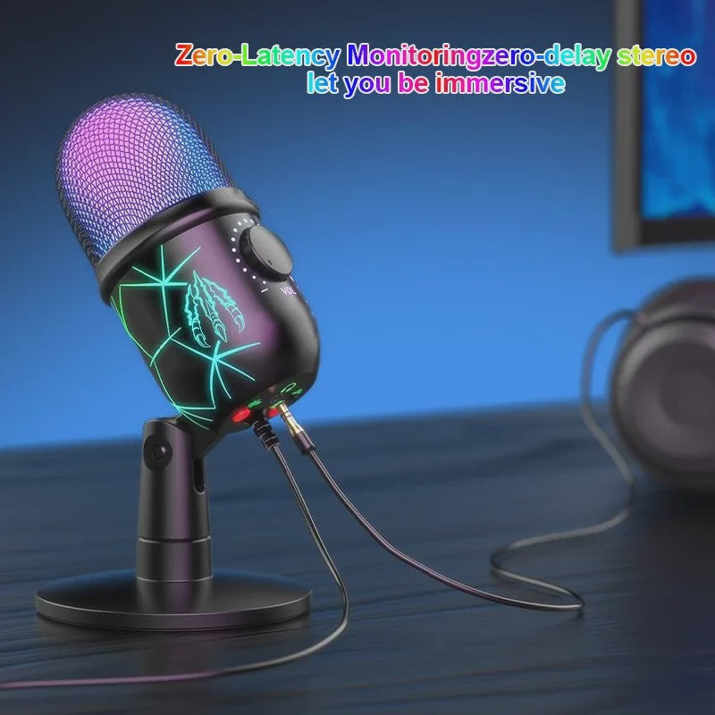USB Condenser Microfoon met RGB Verlichting - Gaming, Streaming & Karaoke