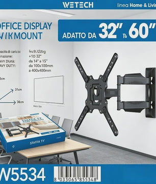 WETECH W5534 TV Muurbeugel - Dubbele Arm, Volledig Verstelbaar voor 32-60 Inch TV's, 32kg Draagvermogen, VESA 100-400mm