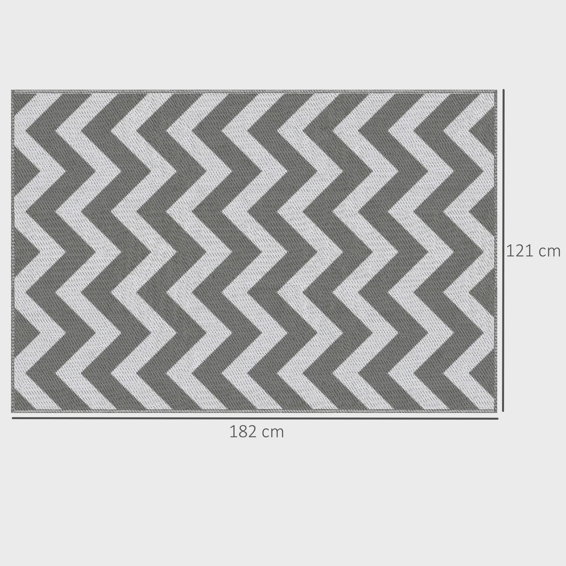 Waterdicht Buitentapijt 121x182cm - Lichtgrijs/Wit Zigzag - Ideaal voor Balkon & Tuin