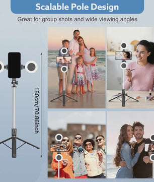 Selfie Statief met Ringlamp & Bluetooth Afstandsbediening - 180cm