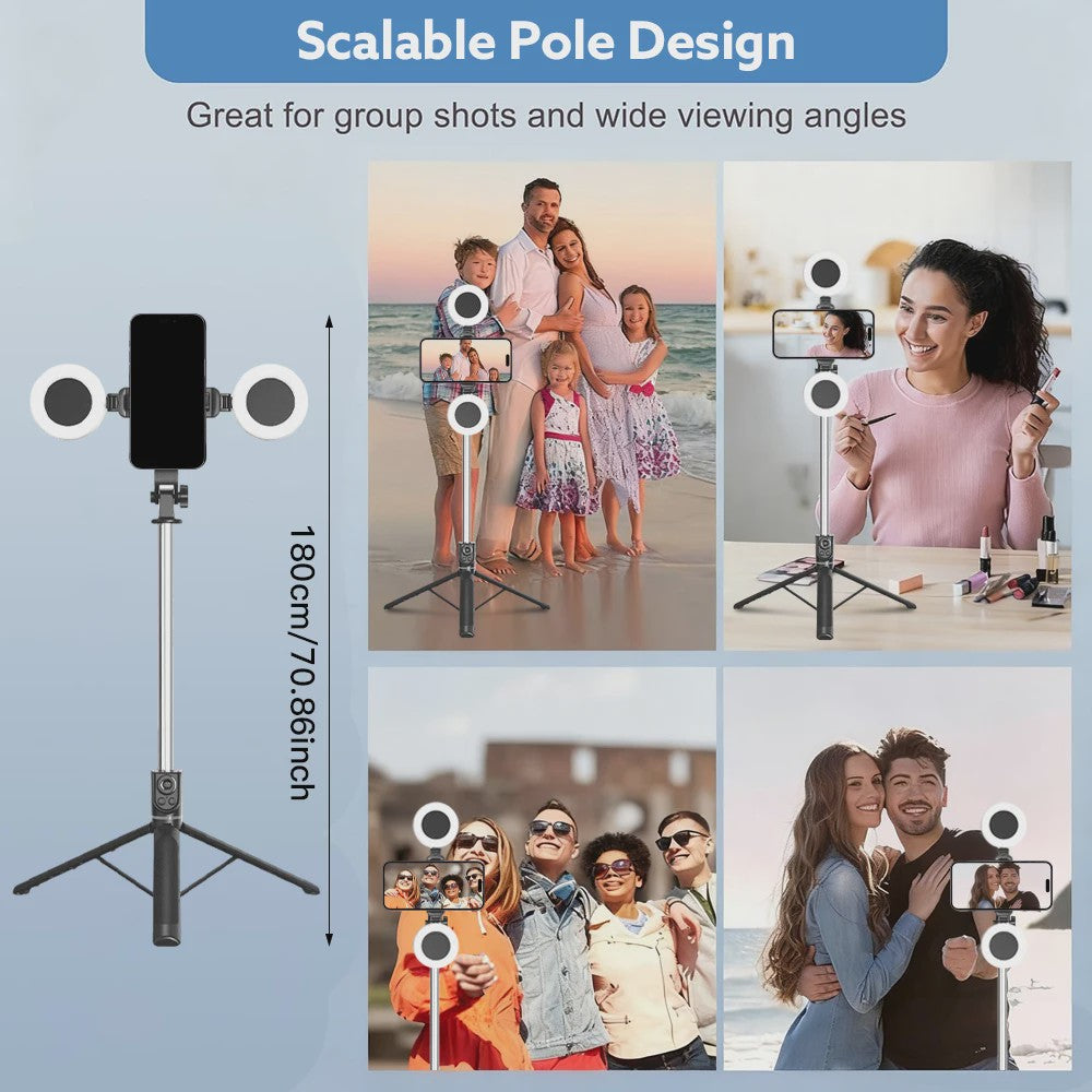 Selfie Statief met Ringlamp & Bluetooth Afstandsbediening - 180cm