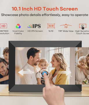 Frameo Smart WiFi Digitale Fotolijst 10.1 Inch HD Touchscreen met 32GB/64GB Opslag en Wandmontage