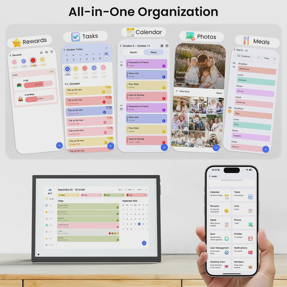 Interactief 10.1" Digitaal Kalender & Planner Scherm met Touchscreen