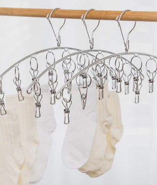 Praktisch Kledingdroogrek met 32 Clips - Opvouwbaar Wasrek voor Sokken, Ondergoed en Kleinere Was