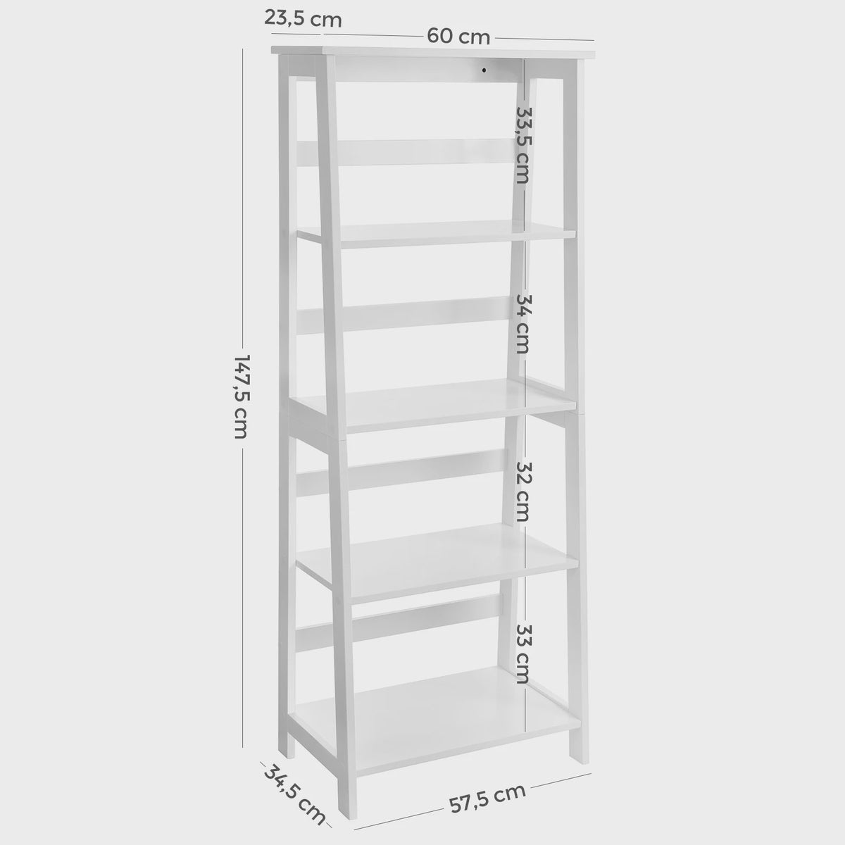 VASAGLE Ladder Boekenkast - Stijlvolle Opbergoplossing voor Woonkamer, Badkamer en Kantoor