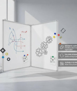 Magnetisch Whiteboard 2 Panelen Inklapbaar 120x100 cm met Aluminium Frame