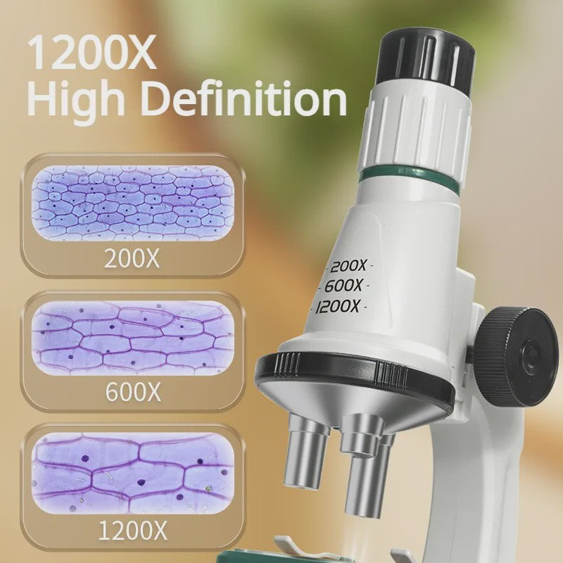 Kinderen Microscoop Set 200x-1200x Vergroting met LED Licht - STEM Educatief Speelgoed
