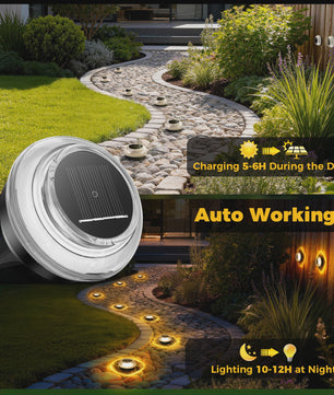 12x Solar Grondspots Warm Wit - IP65 Waterdicht - Automatische Verlichting voor Tuinpaden