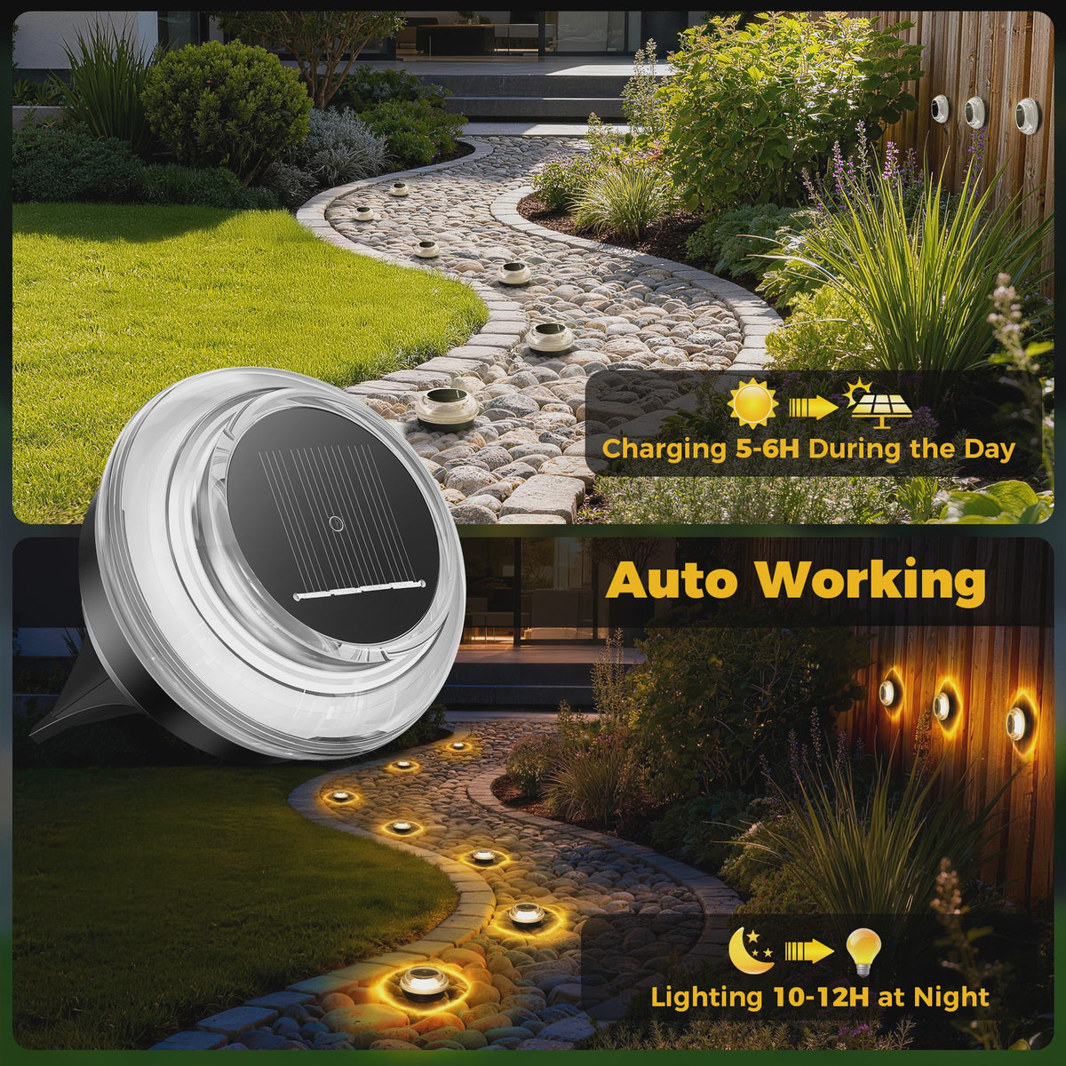 12x Solar Grondspots Warm Wit - IP65 Waterdicht - Automatische Verlichting voor Tuinpaden