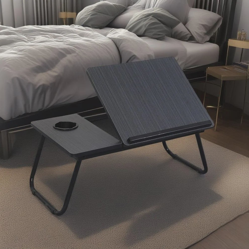 Multifunctionele Bedtafel: Opvouwbaar Laptop Bureau met Hoogteverstelling & Bekerhouder