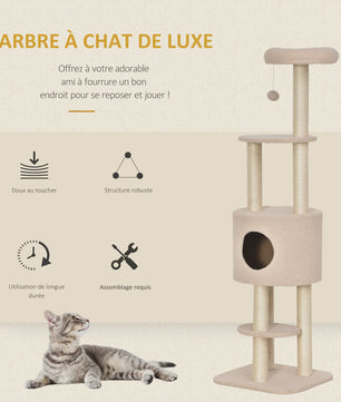 Luxe Kattenboom met Krabpaal, Niche en Plateau - Beige