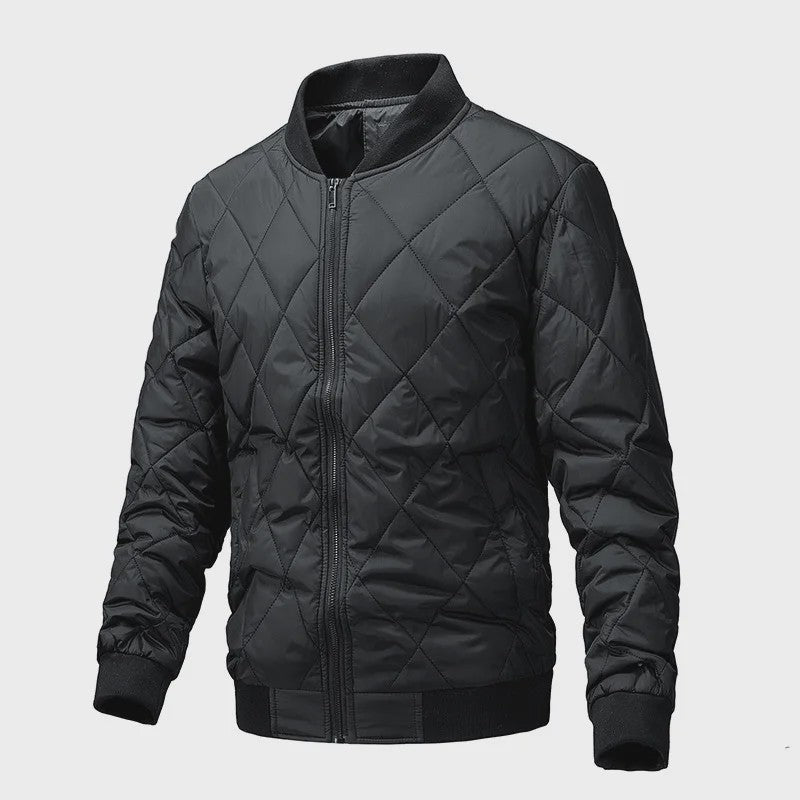 Heren Retro Quilted Winterjas - Lichtgewicht Katoen Gevoerd Casual Jack met Opstaande Kraag