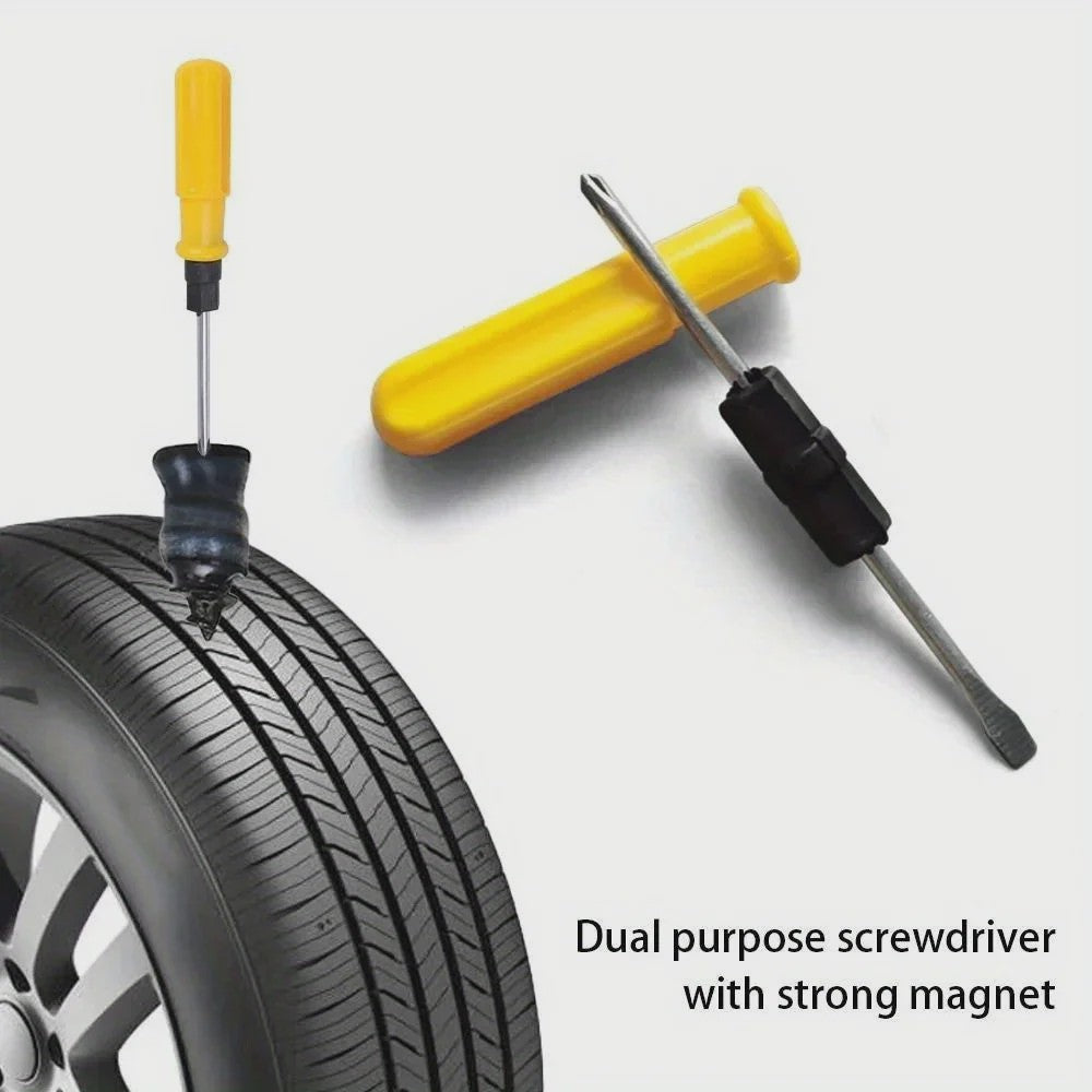 Universele Bandenreparatieset met Gereedschap en Plakstrips - Noodreparatie voor Auto, Motor, Fiets