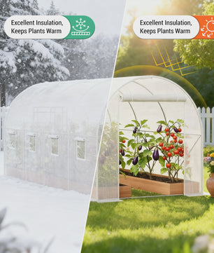 Grote Stevige Tunnelkas met 8 Ramen en Verzinkt Stalen Frame - Ideaal voor Tuinplanten