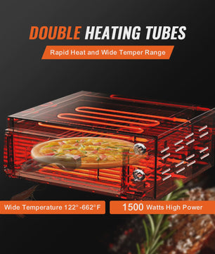 Professionele 1500W Elektrische Pizzaoven voor Thuis & Horeca - Gelijkmatig Bakken & Eenvoudig Reinigen