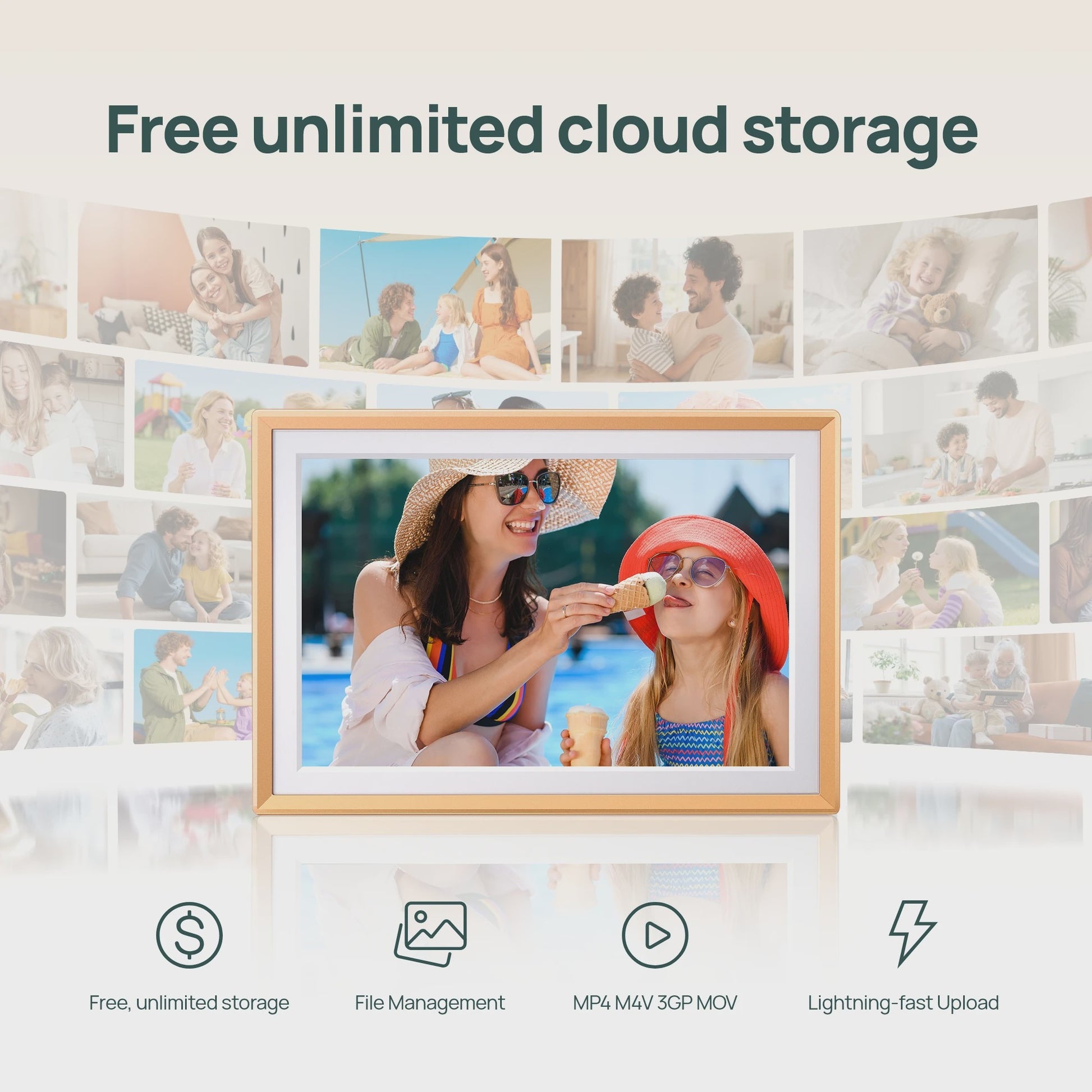 ARZOPA 14 Inch Digitale Fotolijst met WiFi, Cloud Opslag & Touchscreen