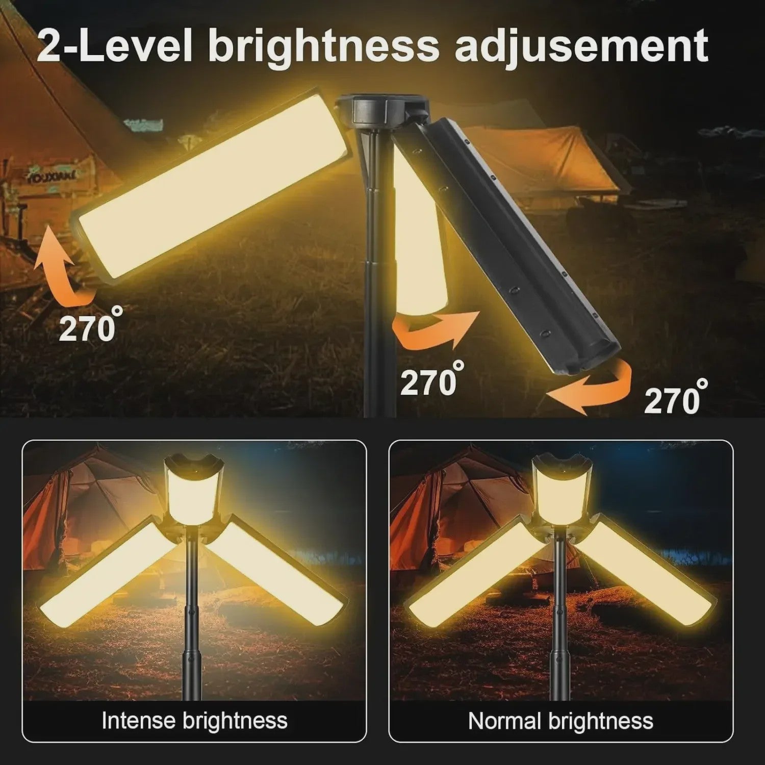 Multifunctionele Campinglamp & Zaklamp 2-in-1, USB Oplaadbaar met Haak