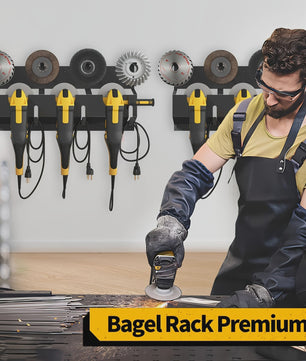 Heavy-Duty Metalen Wandrek voor Gereedschap - 3-Laags Organizer voor Haakse Slijpers en Accessoires