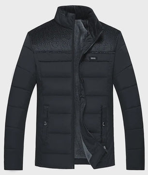 Warme Heren Puffer Jas met Pluche Voering en Opstaande Kraag - Winter Parka