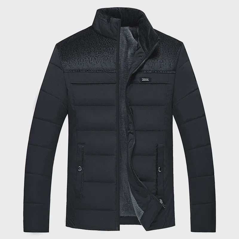 Warme Heren Puffer Jas met Pluche Voering en Opstaande Kraag - Winter Parka