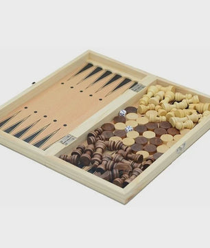 3-in-1 Bordspel Set: Schaak, Dammen & Backgammon - Entertainment voor Thuis en Reizen