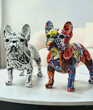 Kleurrijke Franse Bulldog Resin Beeld - Graffiti Decoratie & Huisornament