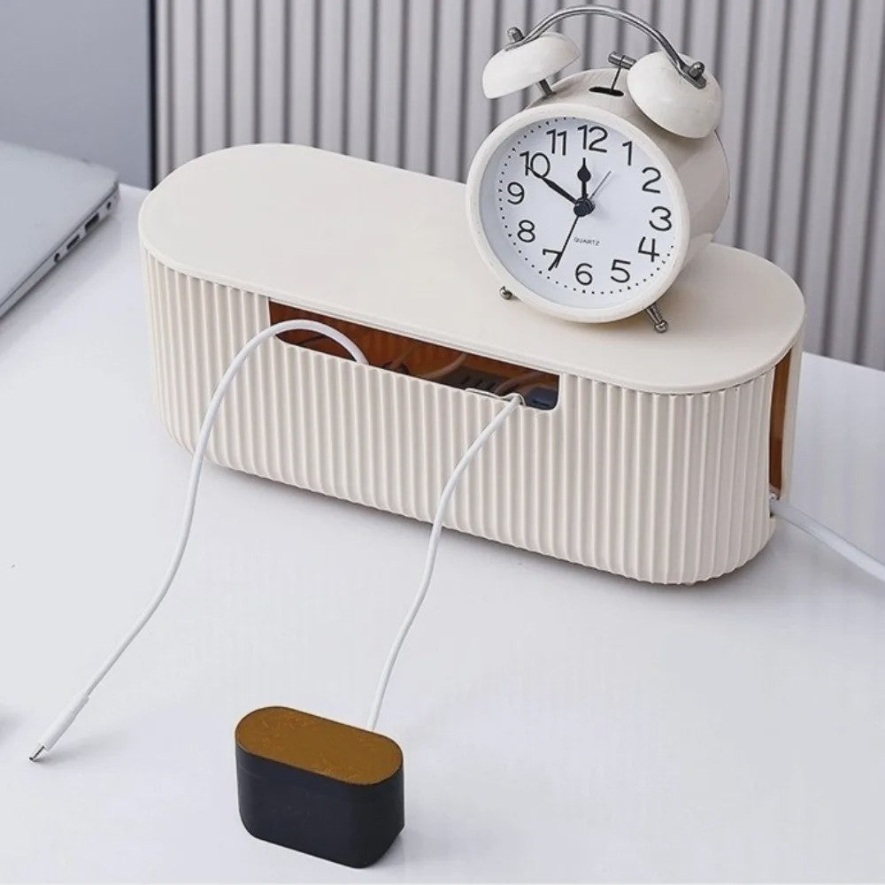 Stijlvolle Kabel Organizer Box met Deksel - Orde op Bureau en Werkplek