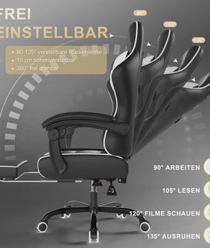Ergonomische Gaming Stoel In Hoogte Verstelbaar met Massage Lendesteun en Voetensteun