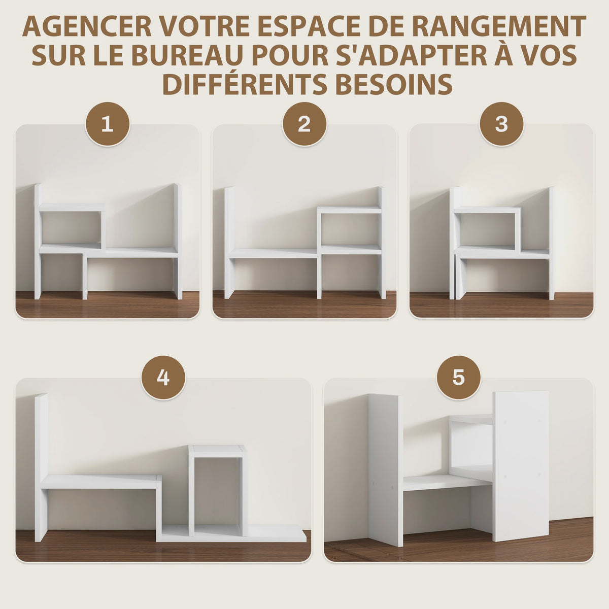 HOMCOM Modulair Bureau Organizer Systeem - 2 Delig, Wit MDF