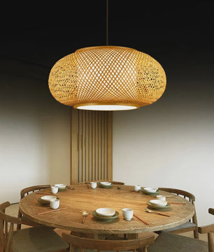 Bamboe Hanglamp Natuurlijk Rotan - Handgeweven, E27 Fitting, 40/50/60cm - Sfeervolle Verlichting voor Woonkamer, Café & Restaurant