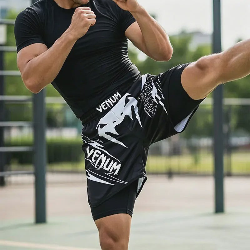 Herensportbroek 3D Print Sneldrogend Ademend MMA Trainingsbroek