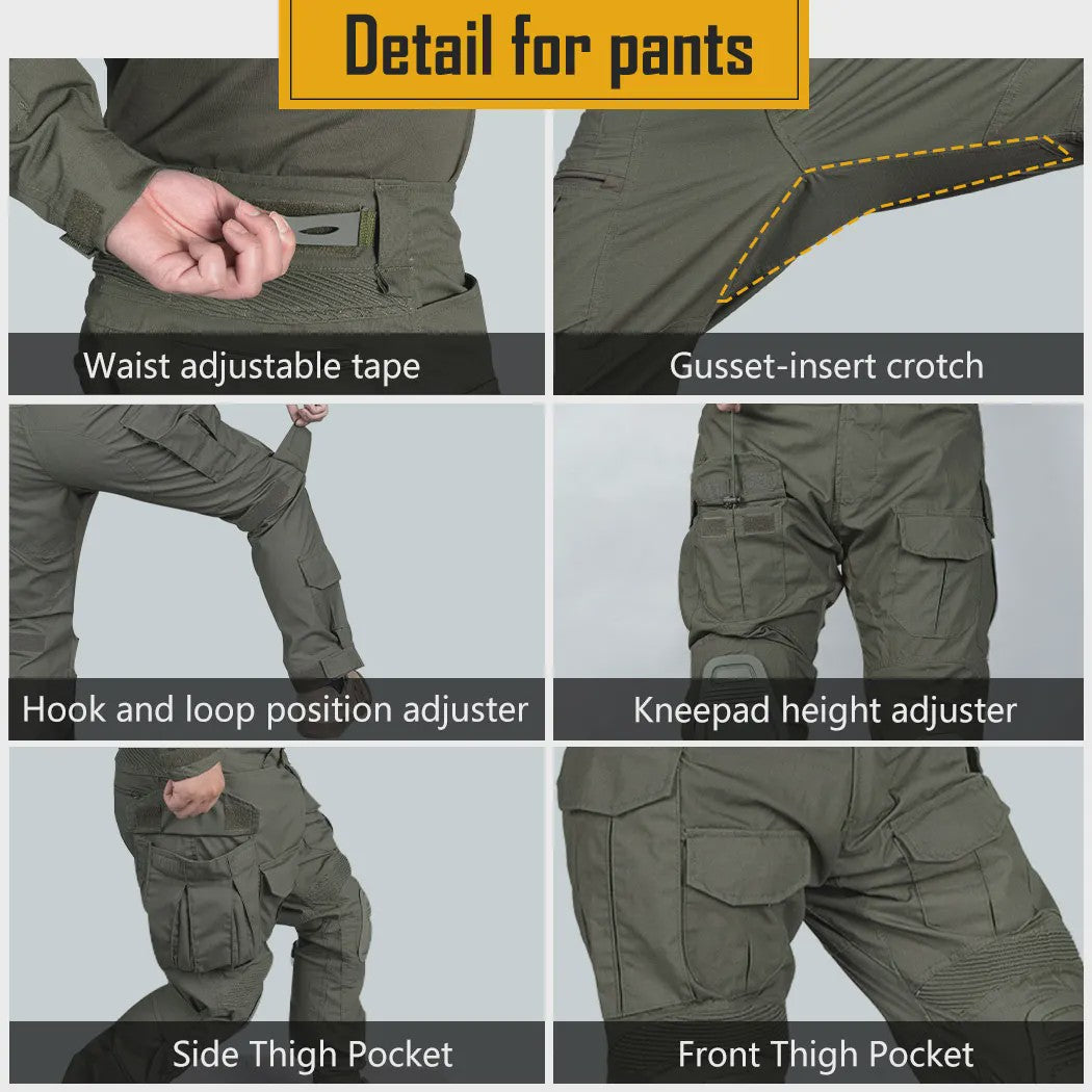 IDOGEAR G3 Combat Uniform Set Heren - Tactische Kleding Set met Broek en Shirt - Zwart/Ranger Groen