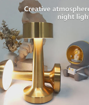 Retro Mushroom LED Tafellamp - Oplaadbaar, Dimbare Sfeerverlichting voor Huis & Camping