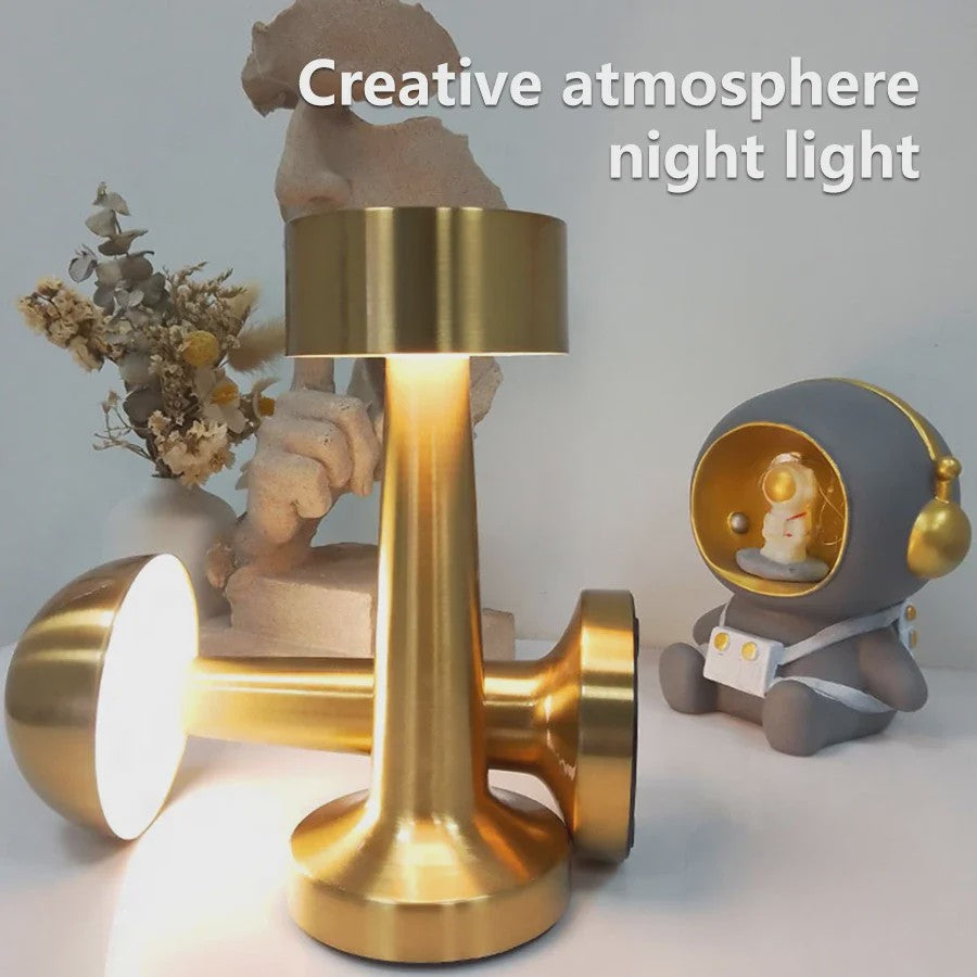 Retro Mushroom LED Tafellamp - Oplaadbaar, Dimbare Sfeerverlichting voor Huis & Camping